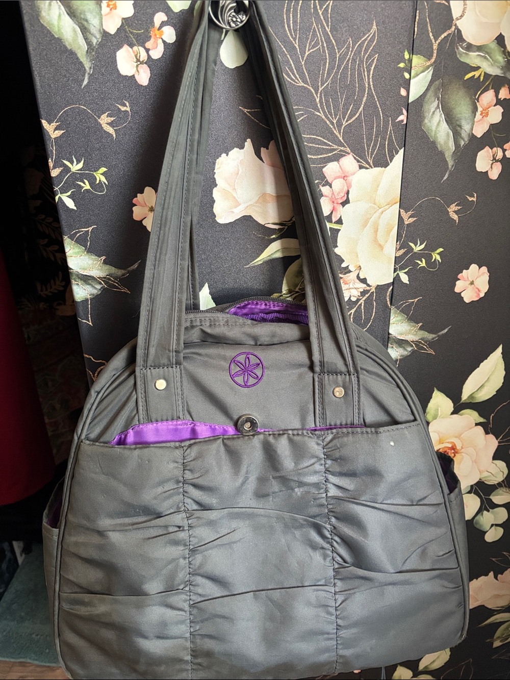 GAIAM Gray Tote Bag with Purple Accents